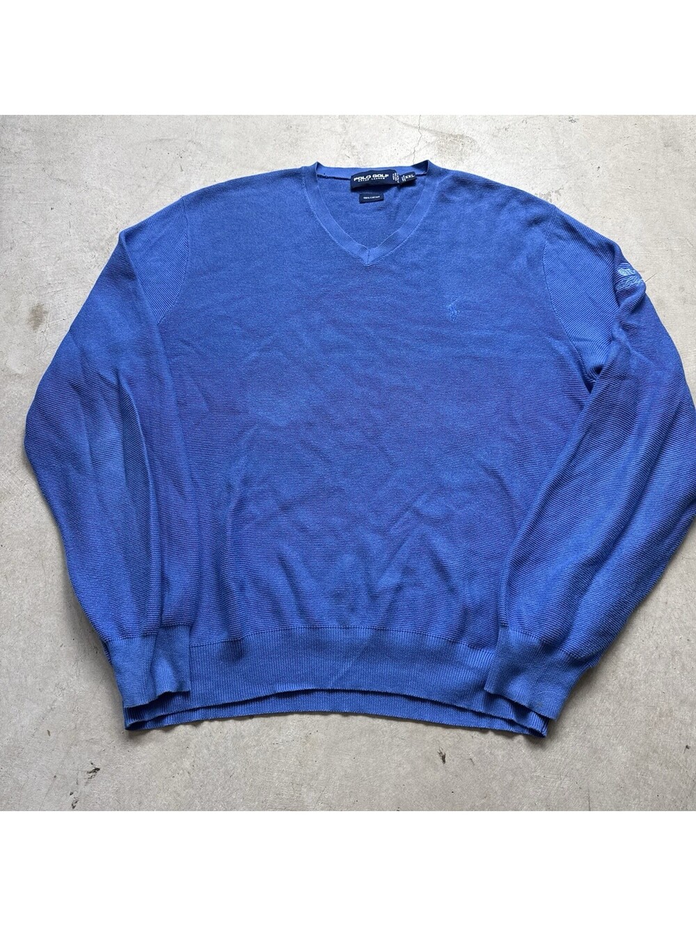 Polo Golf Ralph Lauren Blue Knit Sweater XXL Pull Over The Cliffs Lightweight